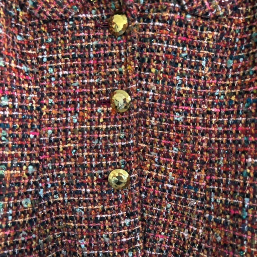 Trina Turk Mohair Wool Tweed Cropped Puff Shoulder Jacket Sz 6 - Picture 4 of 8